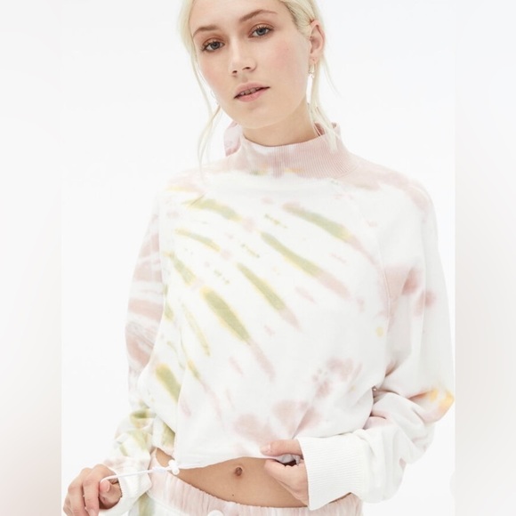 NWOT Aeropostale Juniors Tie-Dye Cinched Cropped Mock-Neck Sweatshirt Size M - Picture 1 of 11